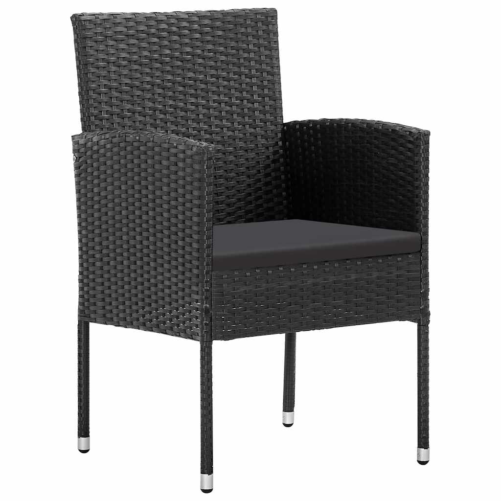 Vidaxl tuinstoelen 4 st met zwarte kussens poly rattan zwart