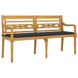 Vidaxl bankje batavia met antracietkleurig kussen 150 cm teakhout