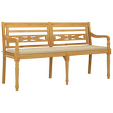 Vidaxl bankje batavia met beige kussen 150 cm massief teakhout