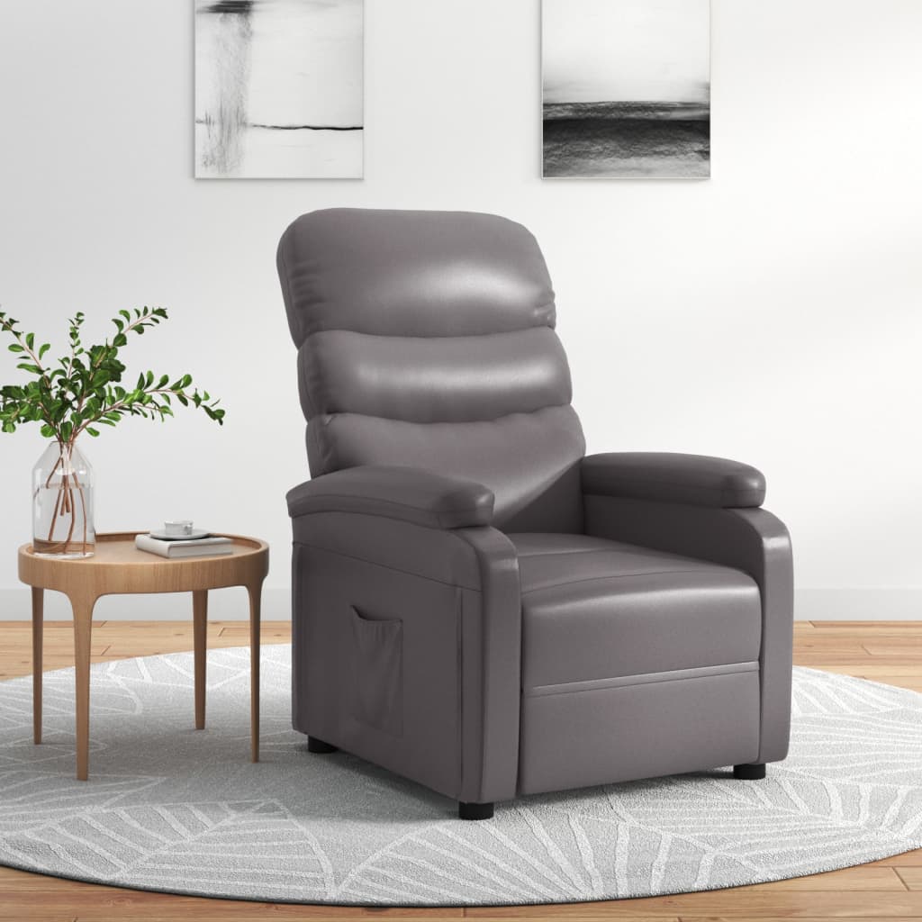 Vidaxl fauteuil verstelbaar kunstleer grijs