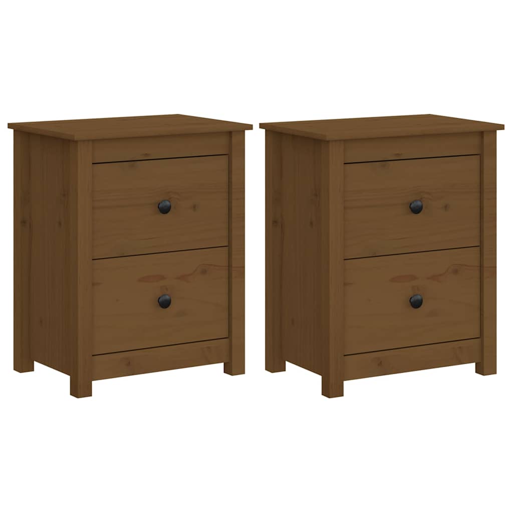 Vidaxl nachtkastjes 2 st 50x35x61,5 cm massief grenenhout honingbruin