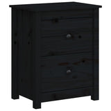 Vidaxl nachtkastjes 2 st 50x35x61,5 cm massief grenenhout zwart