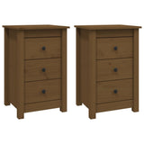 Vidaxl nachtkastjes 2 st 40x35x61,5 cm massief grenenhout honingbruin