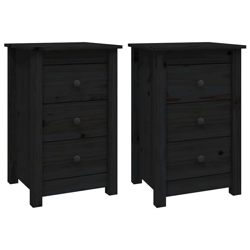 Vidaxl nachtkastjes 2 st 40x35x61,5 cm massief grenenhout zwart