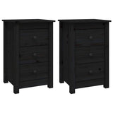 Vidaxl nachtkastjes 2 st 40x35x61,5 cm massief grenenhout zwart