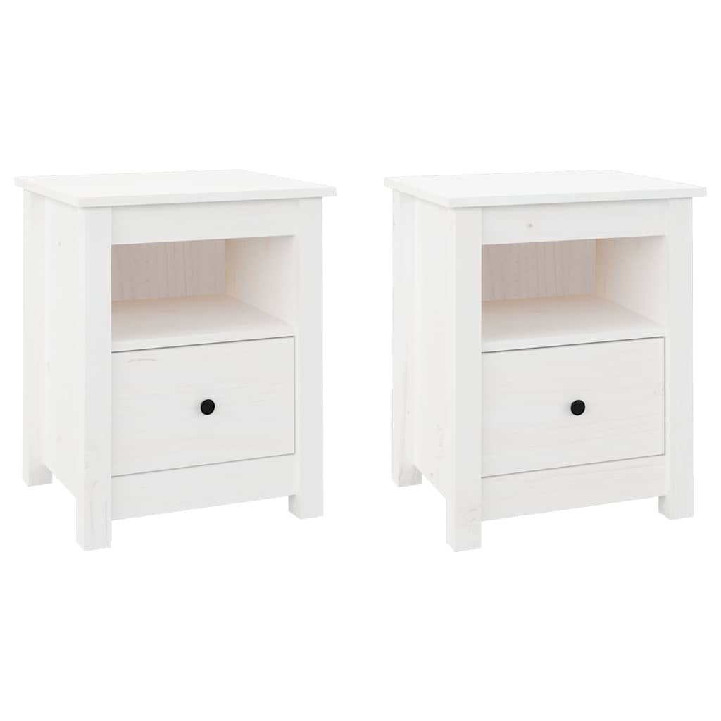 Vidaxl nachtkastjes 2 st 40x35x49 cm massief grenenhout wit