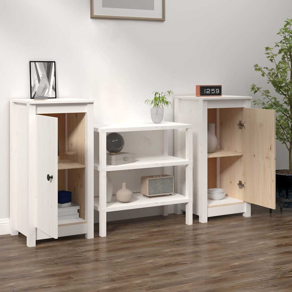 Vidaxl dressoirs 2 st 39x35x80 cm massief grenenhout wit