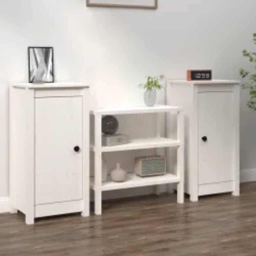 Vidaxl dressoirs 2 st 39x35x80 cm massief grenenhout wit
