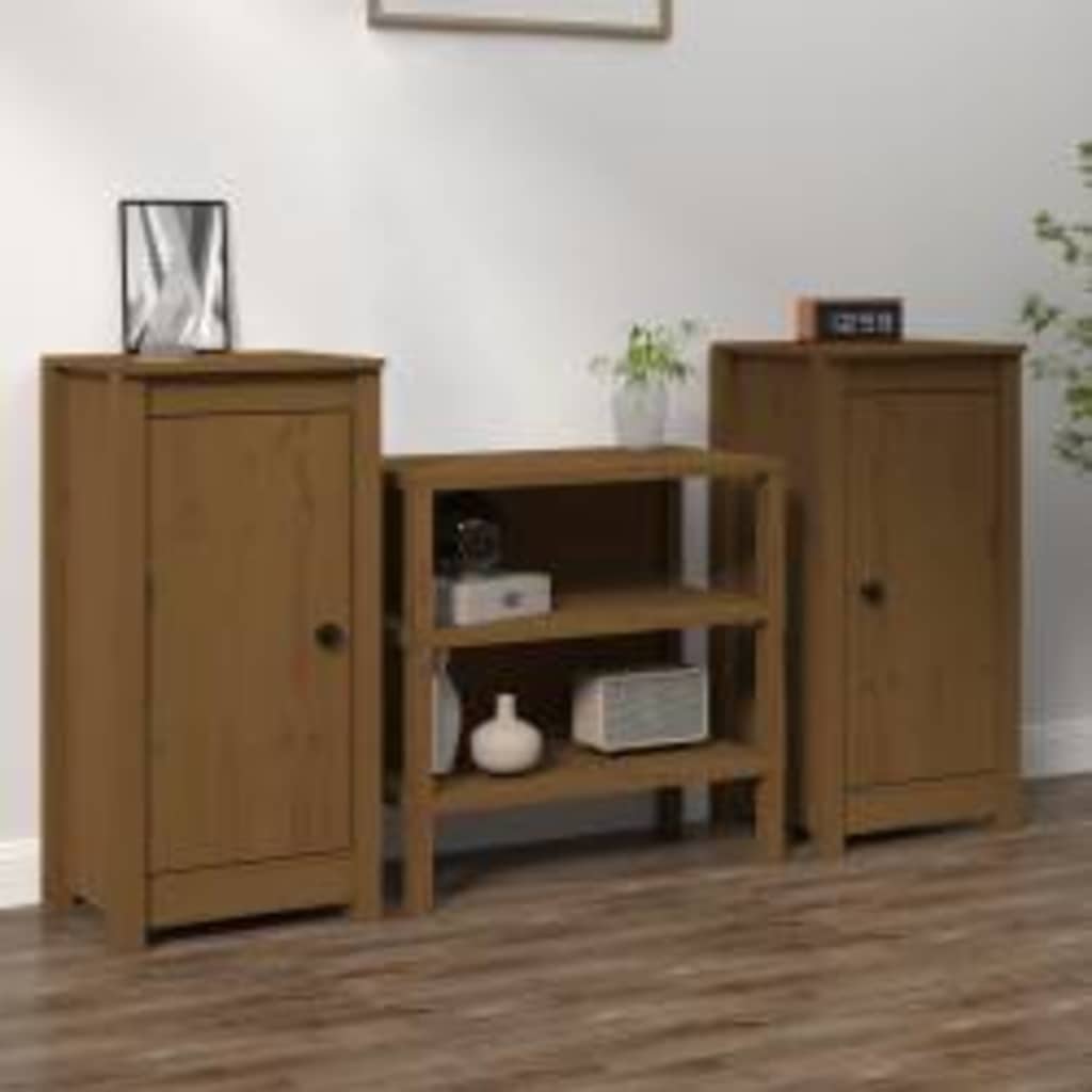 Vidaxl dressoirs 2 st 39x35x80 cm massief grenenhout honingbruin