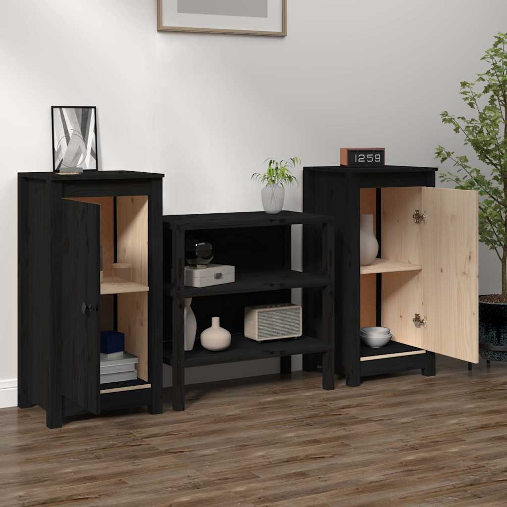 Vidaxl dressoirs 2 st 39x35x80 cm massief grenenhout zwart