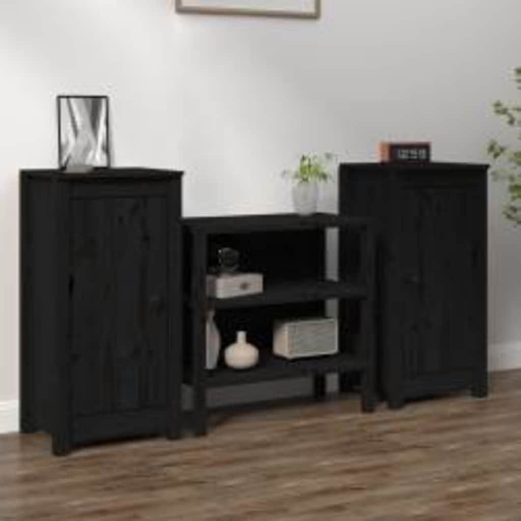 Vidaxl dressoirs 2 st 39x35x80 cm massief grenenhout zwart