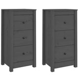 Vidaxl dressoirs 2 st 40x35x80 cm massief grenenhout grijs