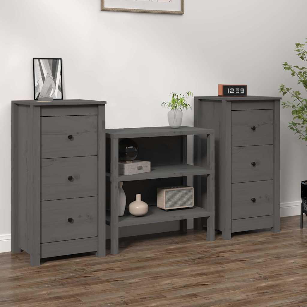 Vidaxl dressoirs 2 st 40x35x80 cm massief grenenhout grijs