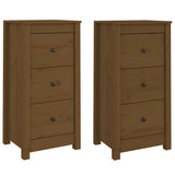 Vidaxl dressoirs 2 st 40x35x80 cm massief grenenhout honingbruin
