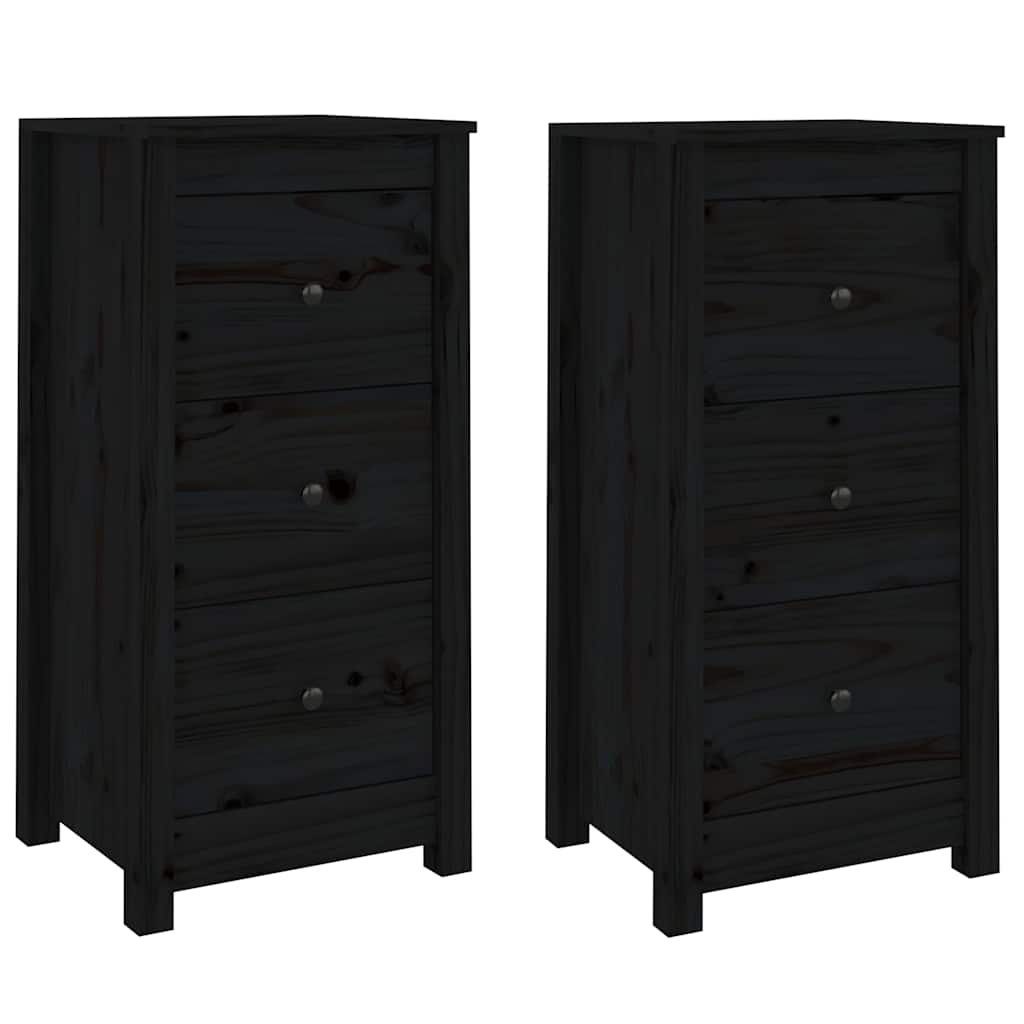 Vidaxl dressoirs 2 st 40x35x80 cm massief grenenhout zwart