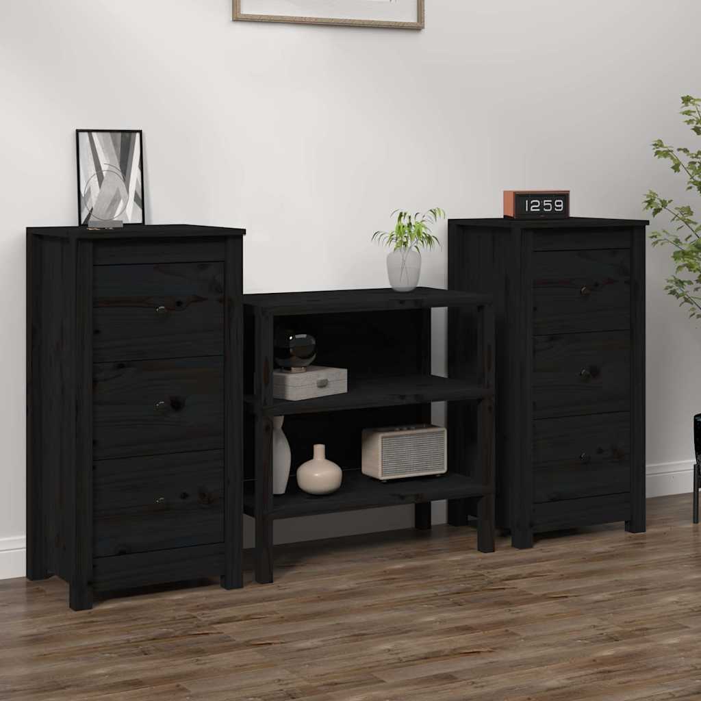 Vidaxl dressoirs 2 st 40x35x80 cm massief grenenhout zwart
