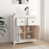 Vidaxl dressoir 70x35x80 cm massief grenenhout wit