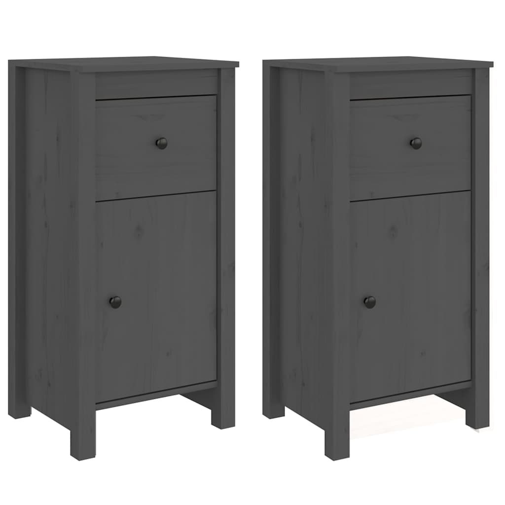 Vidaxl dressoirs 2 st 40x35x80 cm massief grenenhout grijs