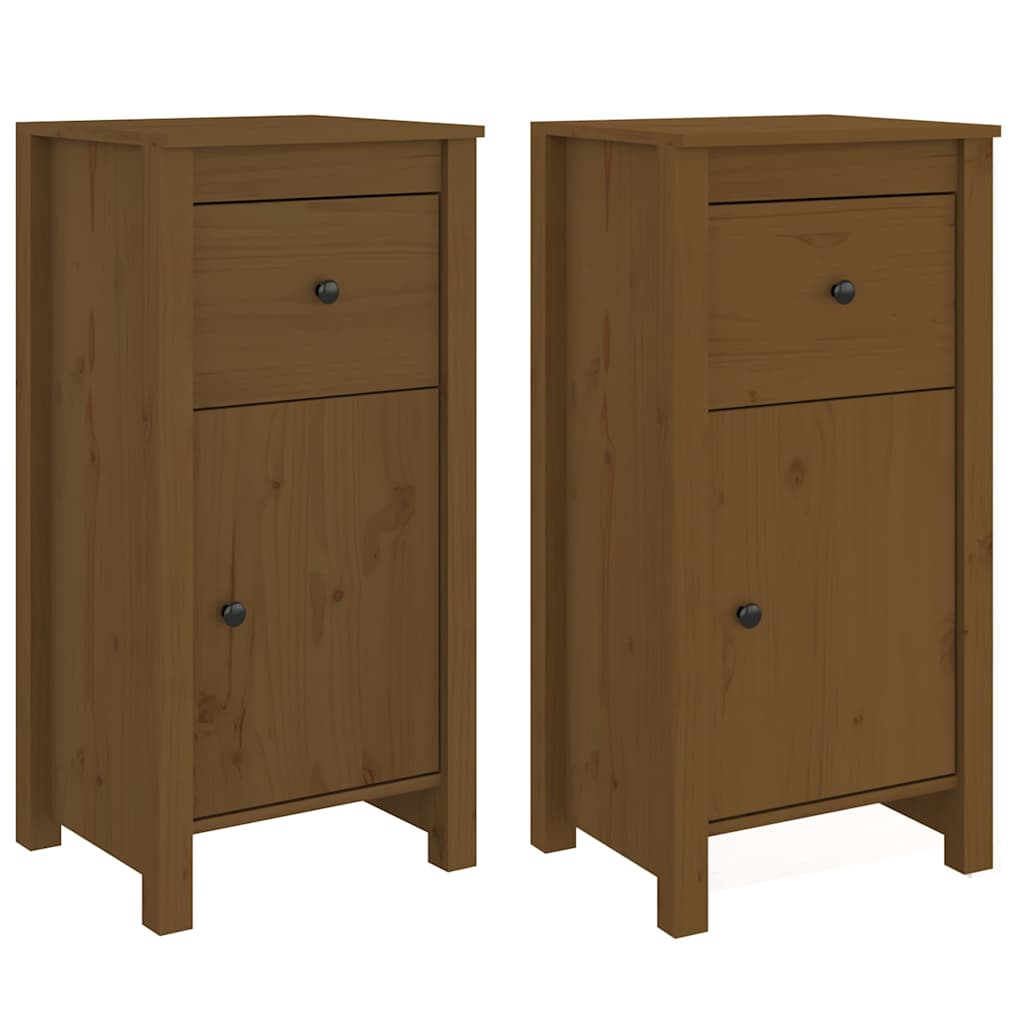 Vidaxl dressoirs 2 st 40x35x80 cm massief grenenhout honingbruin