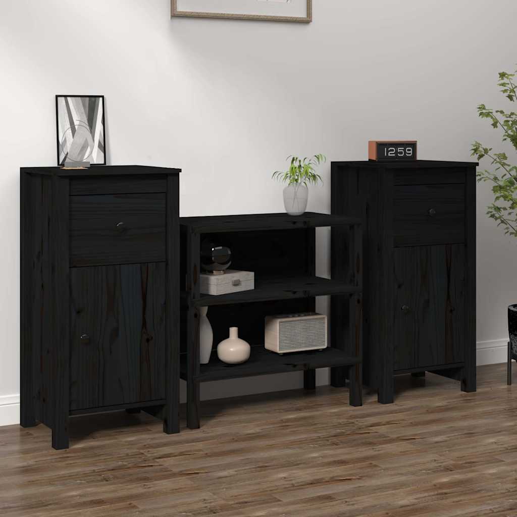 Vidaxl dressoirs 2 st 40x35x80 cm massief grenenhout zwart