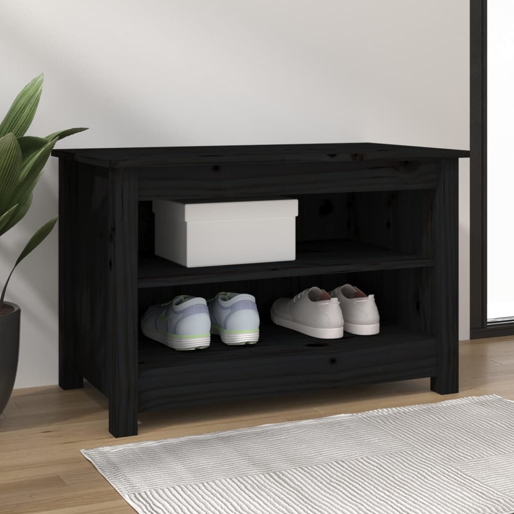 Vidaxl Shoes Bank 70x38x45.5 cm Pine solide noir