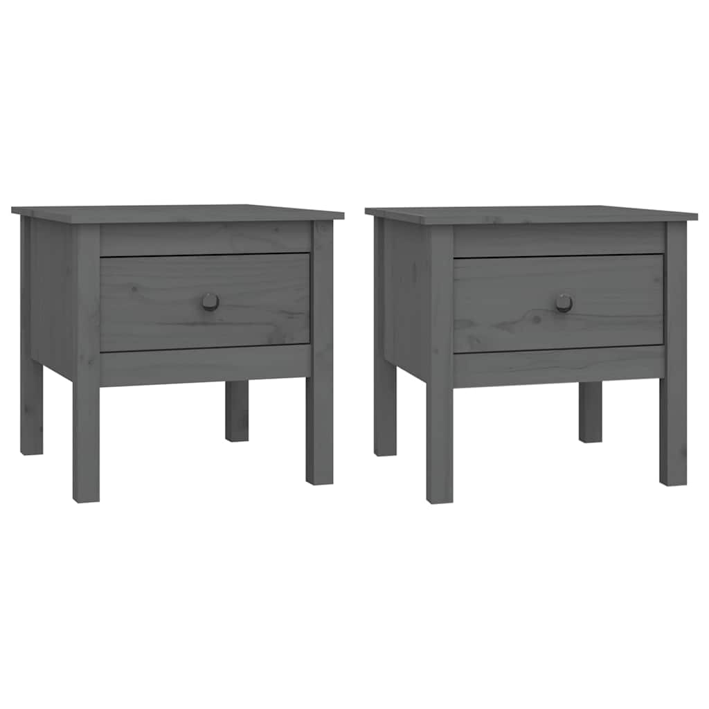 Vidaxl bijzettafels 2 st 50x50x49 cm massief grenenhout grijs