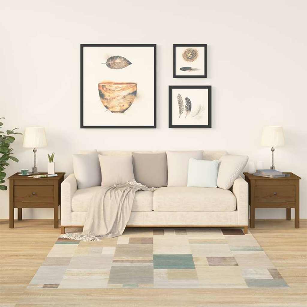 Vidaxl bijzettafels 2 st 50x50x49 cm massief grenenhout honingbruin