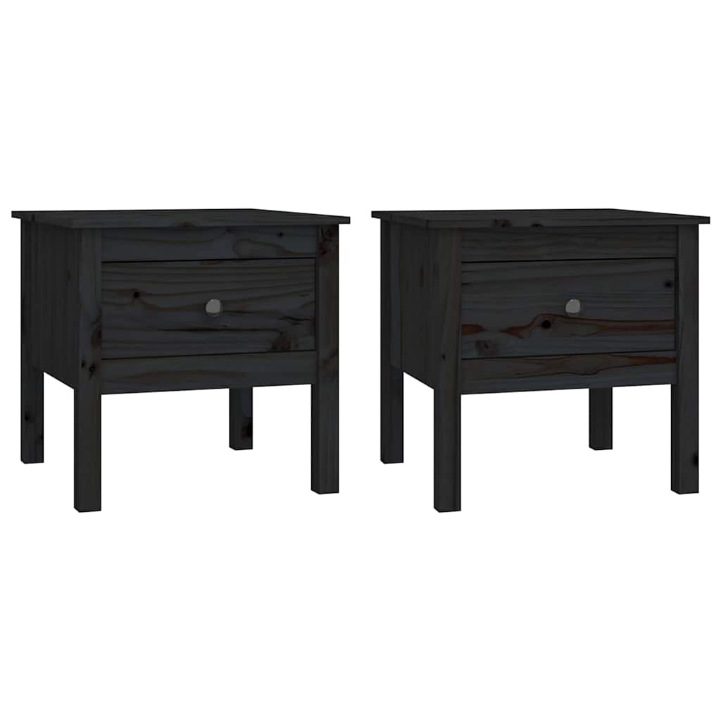 Vidaxl bijzettafels 2 st 50x50x49 cm massief grenenhout zwart