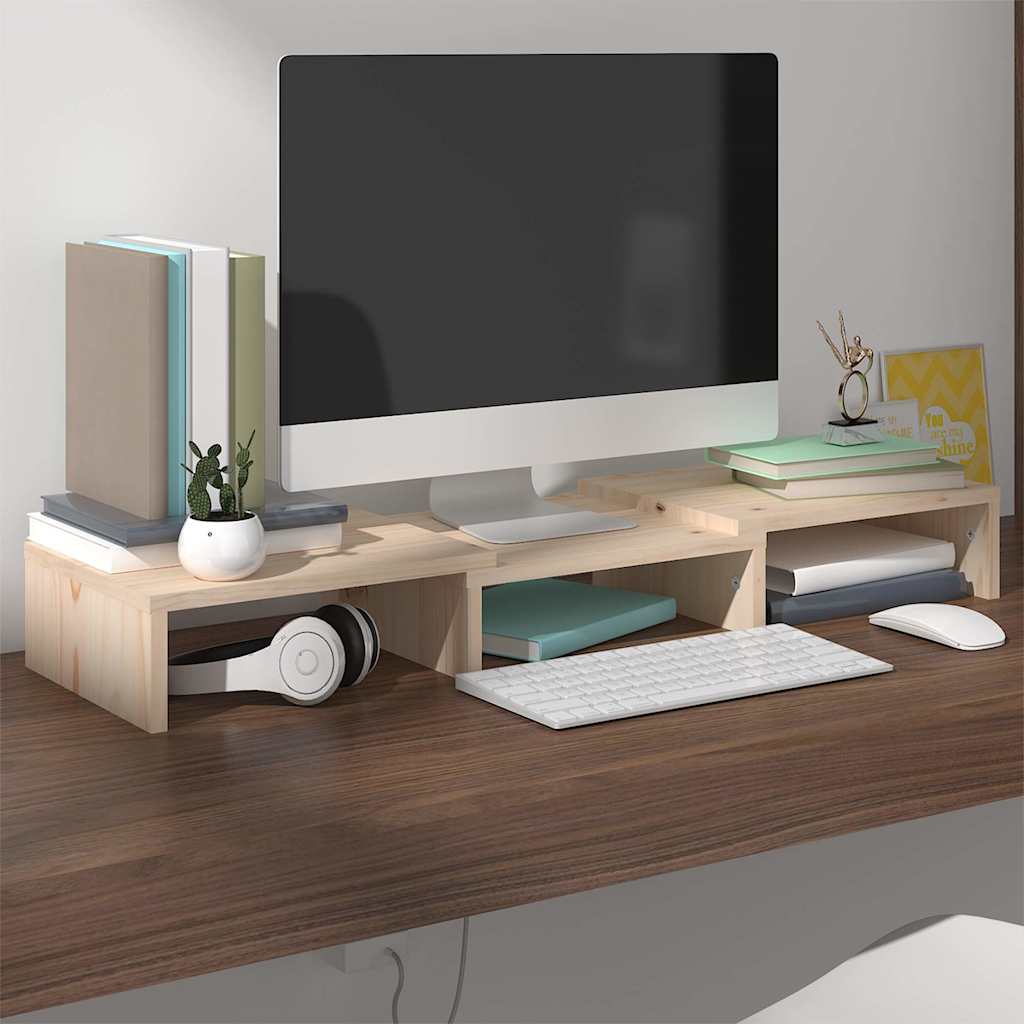 Vidaxl monitorstandaard 60x24x10,5 cm massief grenenhout