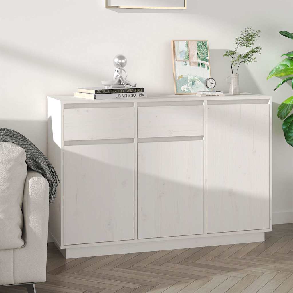 Vidaxl dressoir 110x34x75 cm massief grenenhout wit