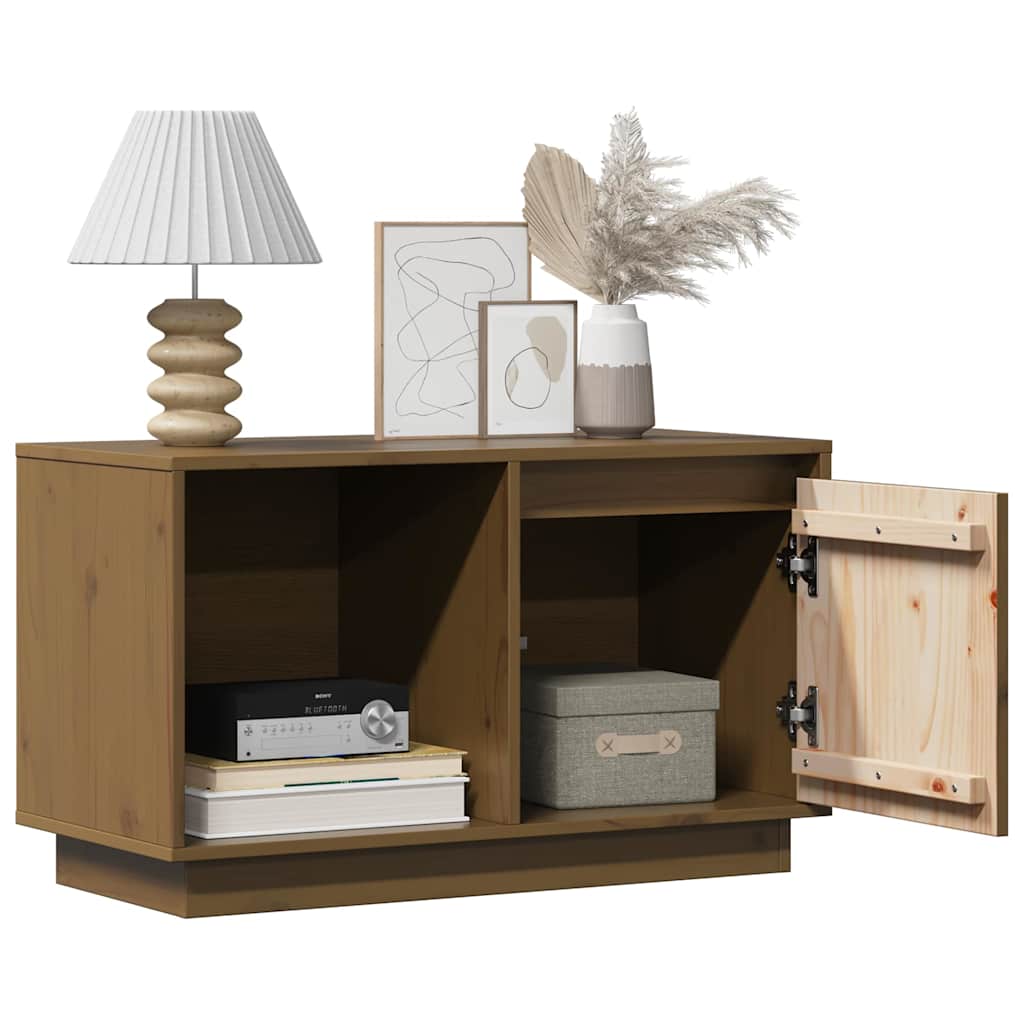 Vidaxl tv-meubel 74x35x44 cm massief grenenhout honingbruin