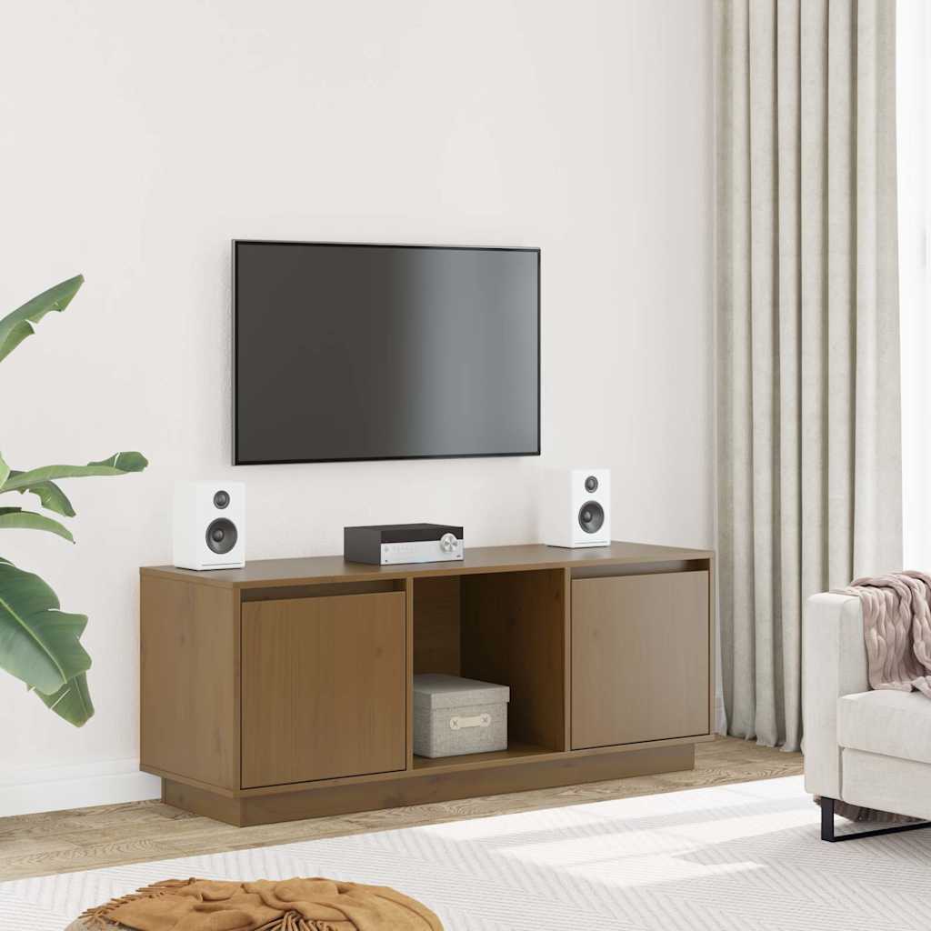 Vidaxl tv-meubel 110,5x35x44 cm massief grenenhout honingbruin