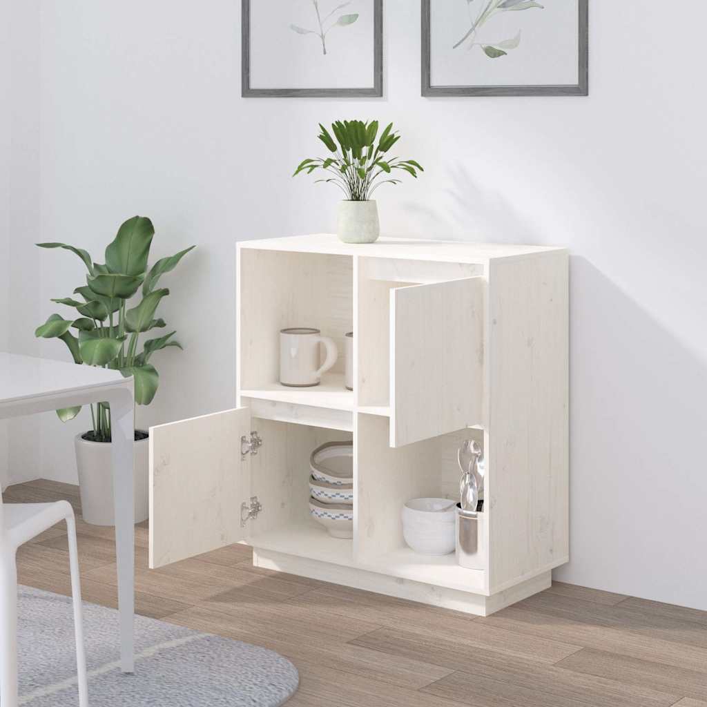 Vidaxl dressoir 74x35x80 cm massief grenenhout wit