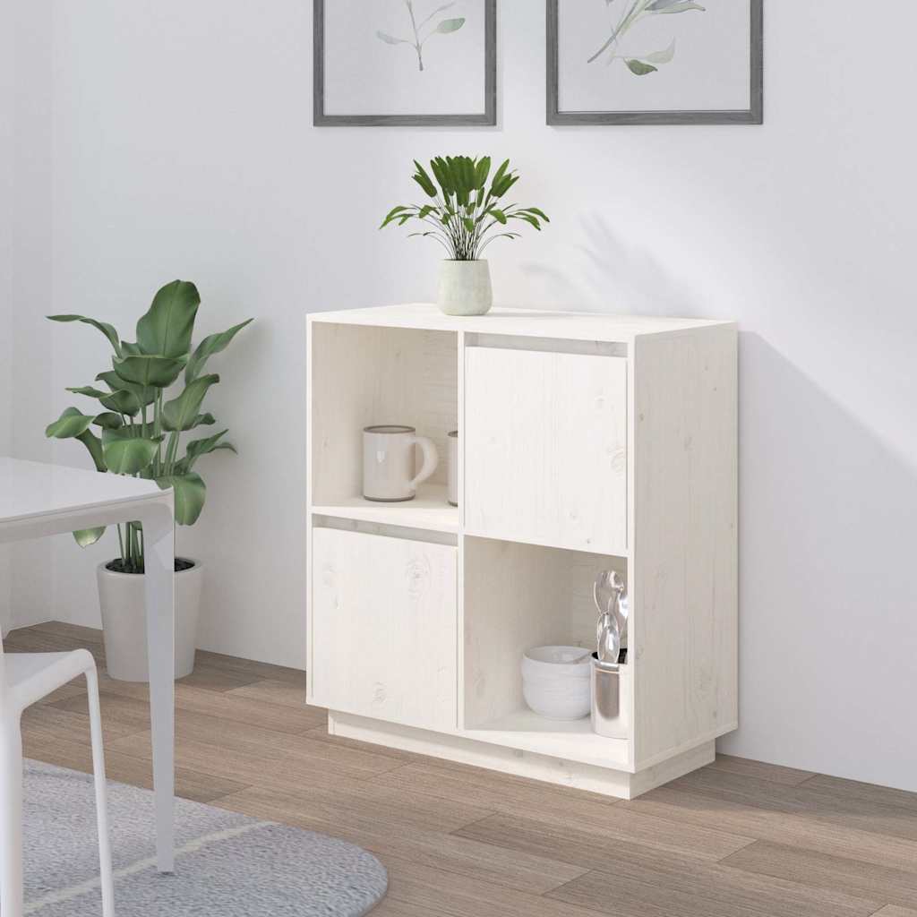 Vidaxl dressoir 74x35x80 cm massief grenenhout wit
