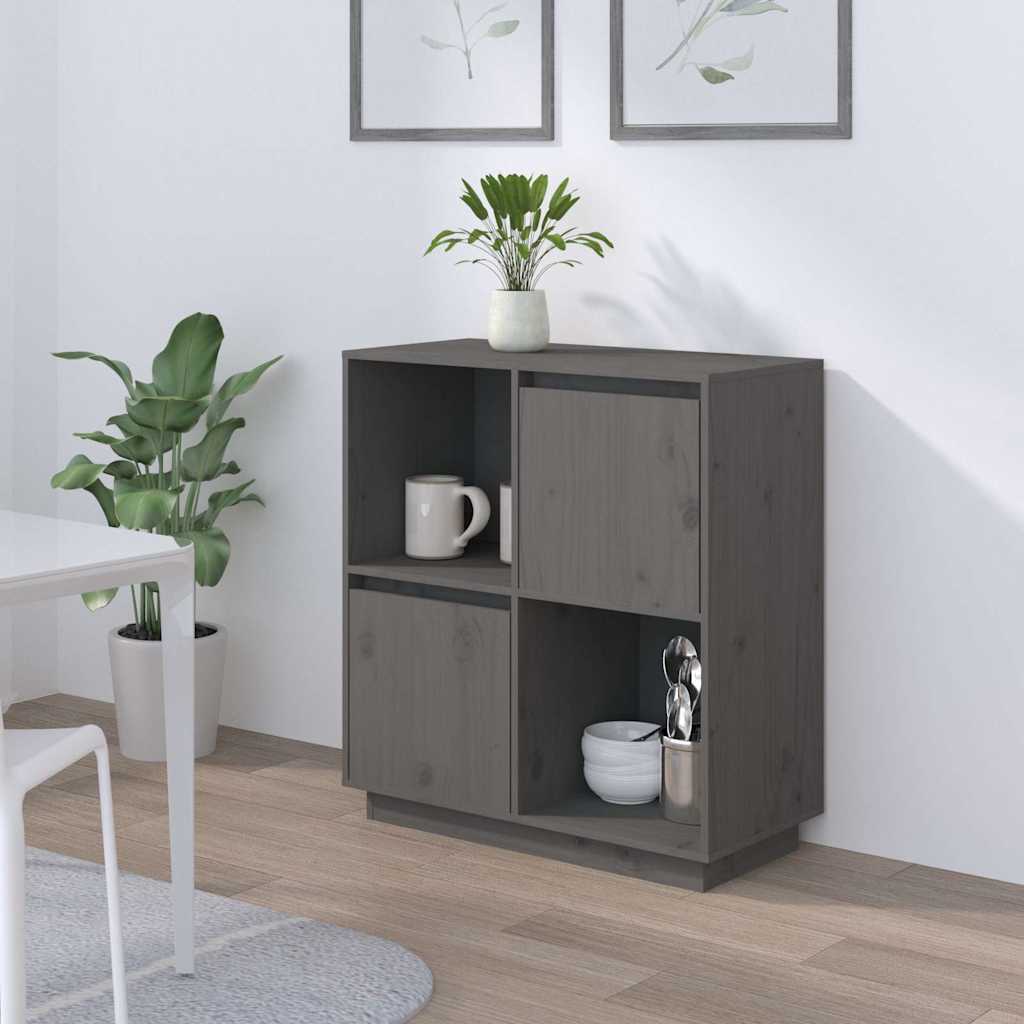 Vidaxl dressoir 74x35x80 cm massief grenenhout grijs