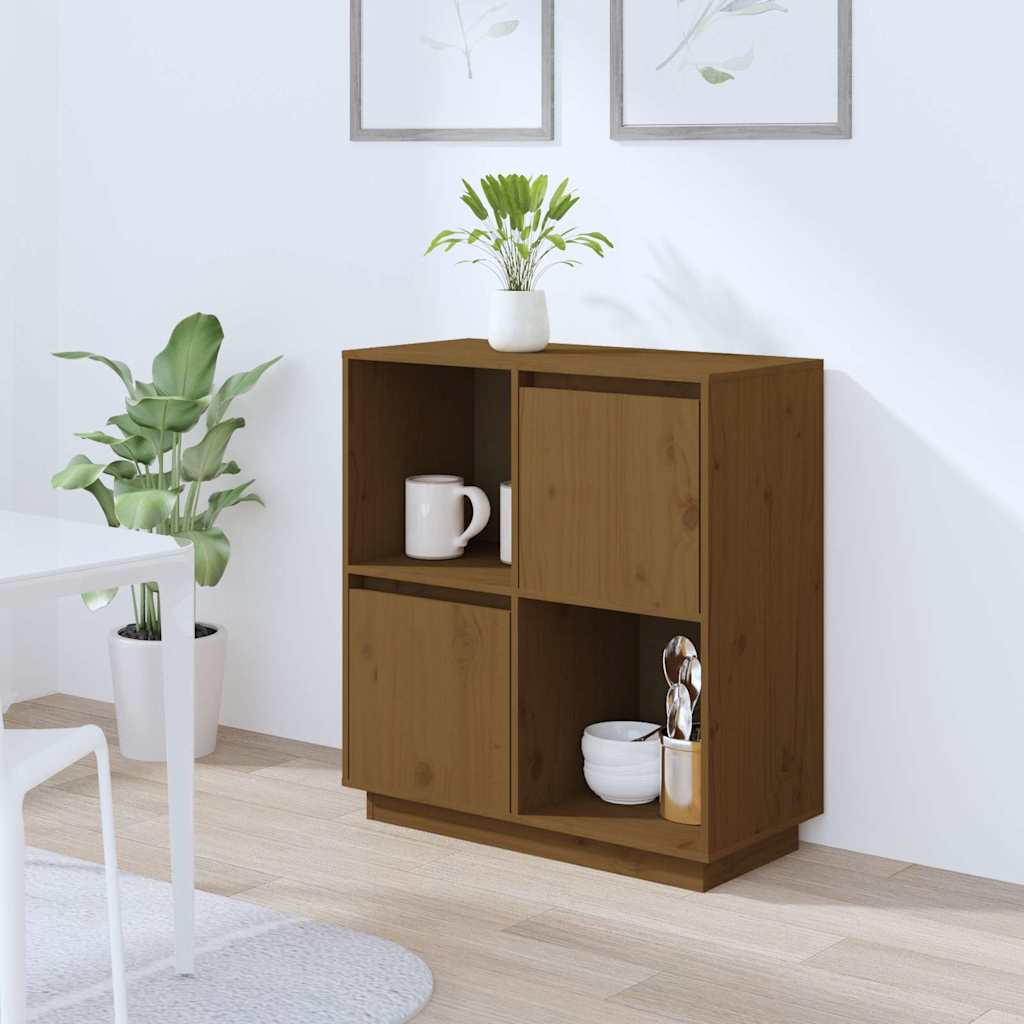 Vidaxl dressoir 74x35x80 cm massief grenenhout honingbruin