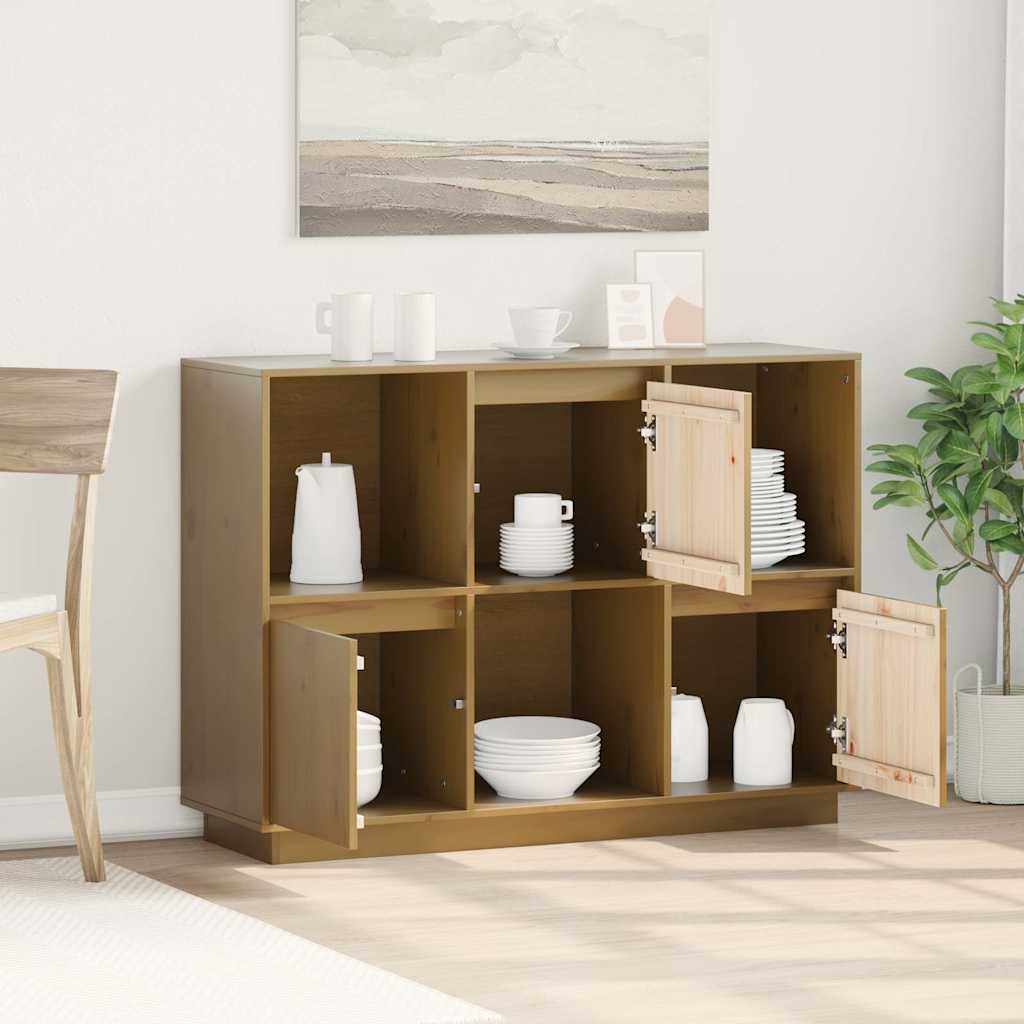Vidaxl dressoir 110,5x35x80 cm massief grenenhout honingbruin
