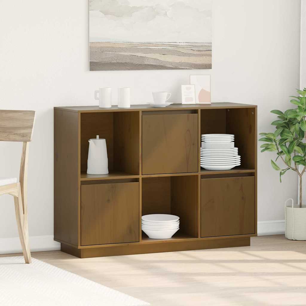 Vidaxl dressoir 110,5x35x80 cm massief grenenhout honingbruin