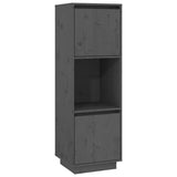Vidaxl hoge kast 38x35x117 cm massief grenenhout grijs