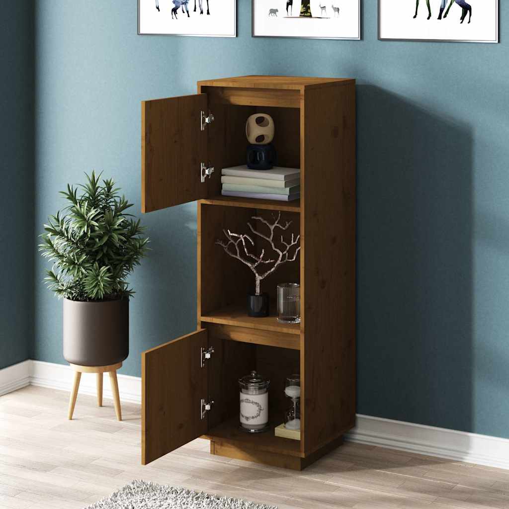 Vidaxl hoge kast 38x35x117 cm massief grenenhout honingbruin