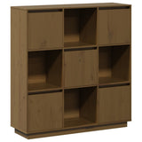Vidaxl hoge kast 110,5x35x117 cm massief grenenhout honingbruin
