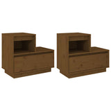 Vidaxl nachtkastjes 2 st 60x34x51 cm massief grenenhout honingbruin