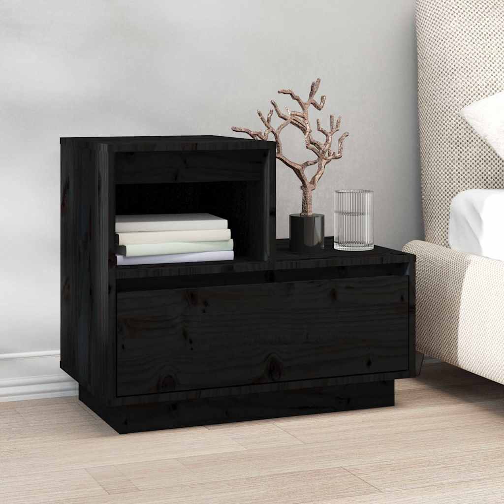 Vidaxl nachtkastjes 2 st 60x34x51 cm massief grenenhout zwart