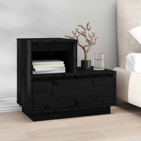 Vidaxl nachtkastjes 2 st 60x34x51 cm massief grenenhout zwart