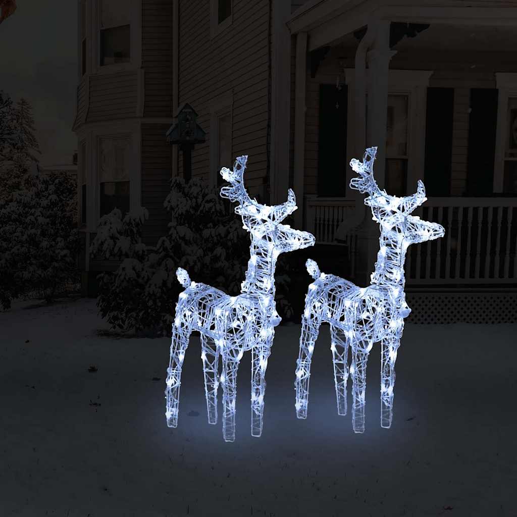 Vidaxl Christmas Animals 2 St 80 LEDS Akryl kald hvit