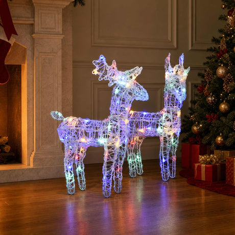 Vidaxl kerstrendieren 2 st 80 led's acryl meerkleurig