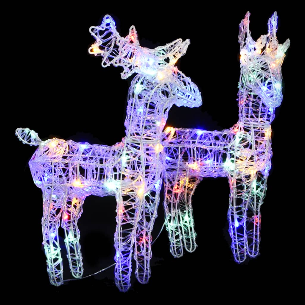 Vidaxl Christmas Animals 2 St 80 LEDS Akryl Multi -farget