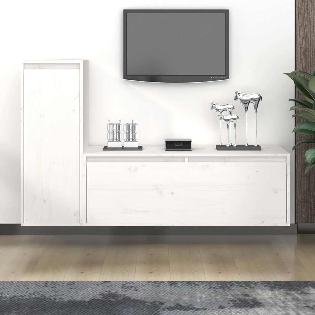 Vidaxl tv-meubelen 2 st massief grenenhout wit