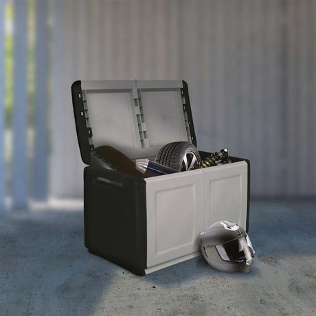 Vidaxl tuinbox 230 l 96x53x57 cm donkergrijs en zwart