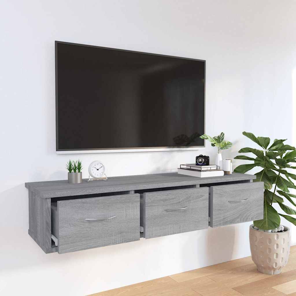 Vidaxl wandkast 88x26x18,5 cm bewerkt hout grijs sonoma eikenkleurig